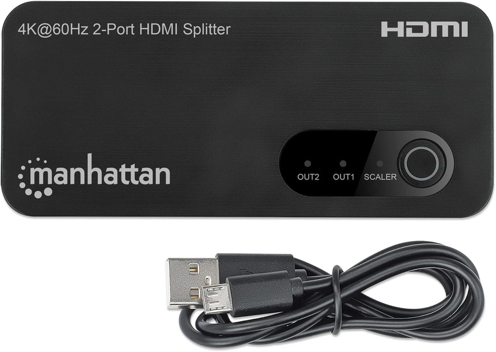 Manhattan 4K@60Hz 2-Port HDMI Splitter with Downscaling | 207614 Video Splitter Manhattan