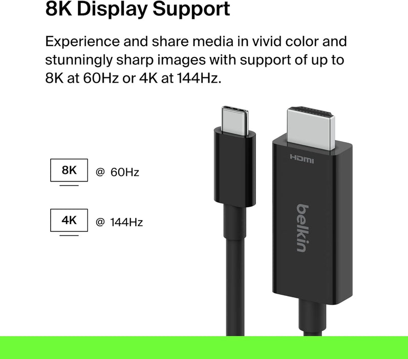 Belkin USB C to HDMI 2.1 Cable (8K 60Hz) | AVC012BT2MBK