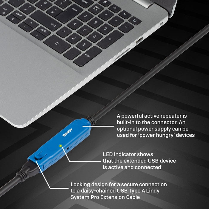 Lindy 8m USB 3.2 5Gbps C/A Active Extension Pro | 43381 USB-C Cable Lindy