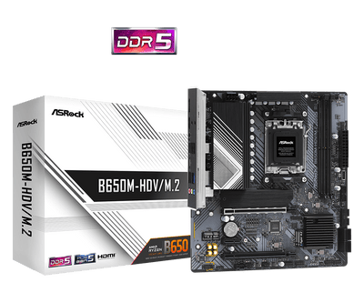 ASRock B650M-HDV/M.2 B650 Socket AM5 mATX Motherboard - 90-MXBLA0-A0UAYZ ASRock Motherboard Asrock