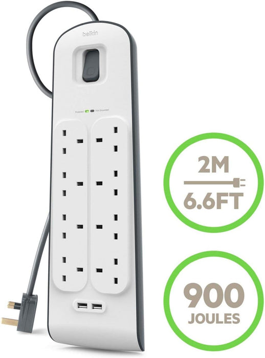 Belkin 2.4 Amp USB Charging 8-outlet Surge Protection Strip | BSV804AF2M