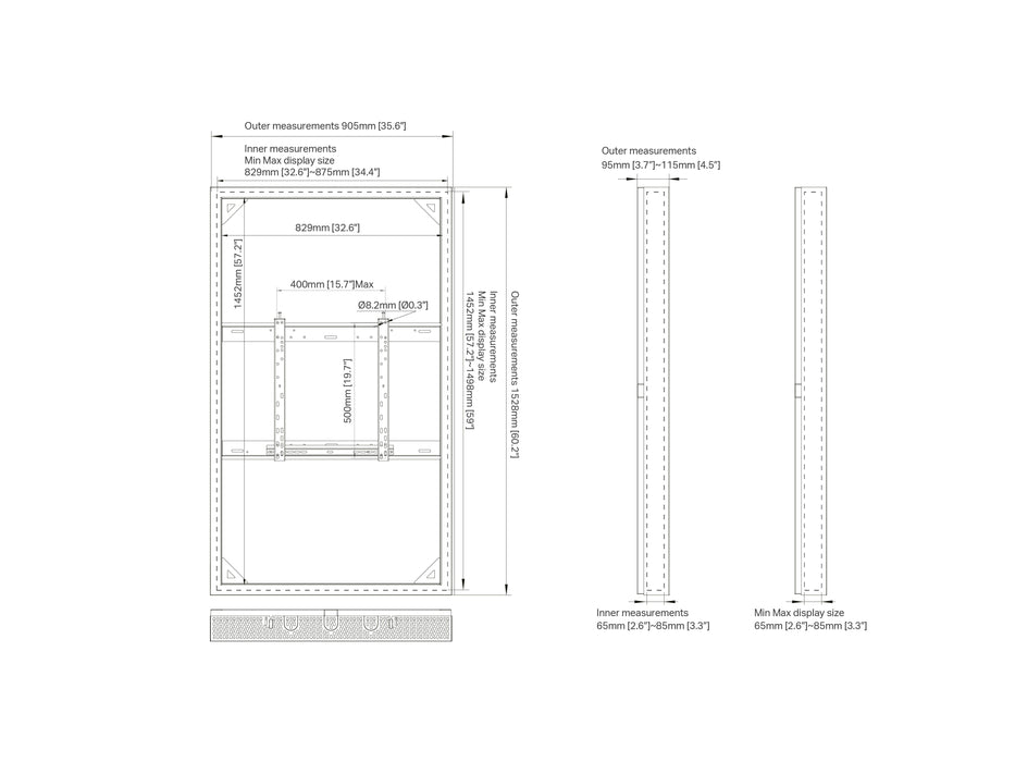 Multibrackets M Pro Series Enclosure 65" Kiosk High Brightness Black Signage Display Enclosures Multibrackets