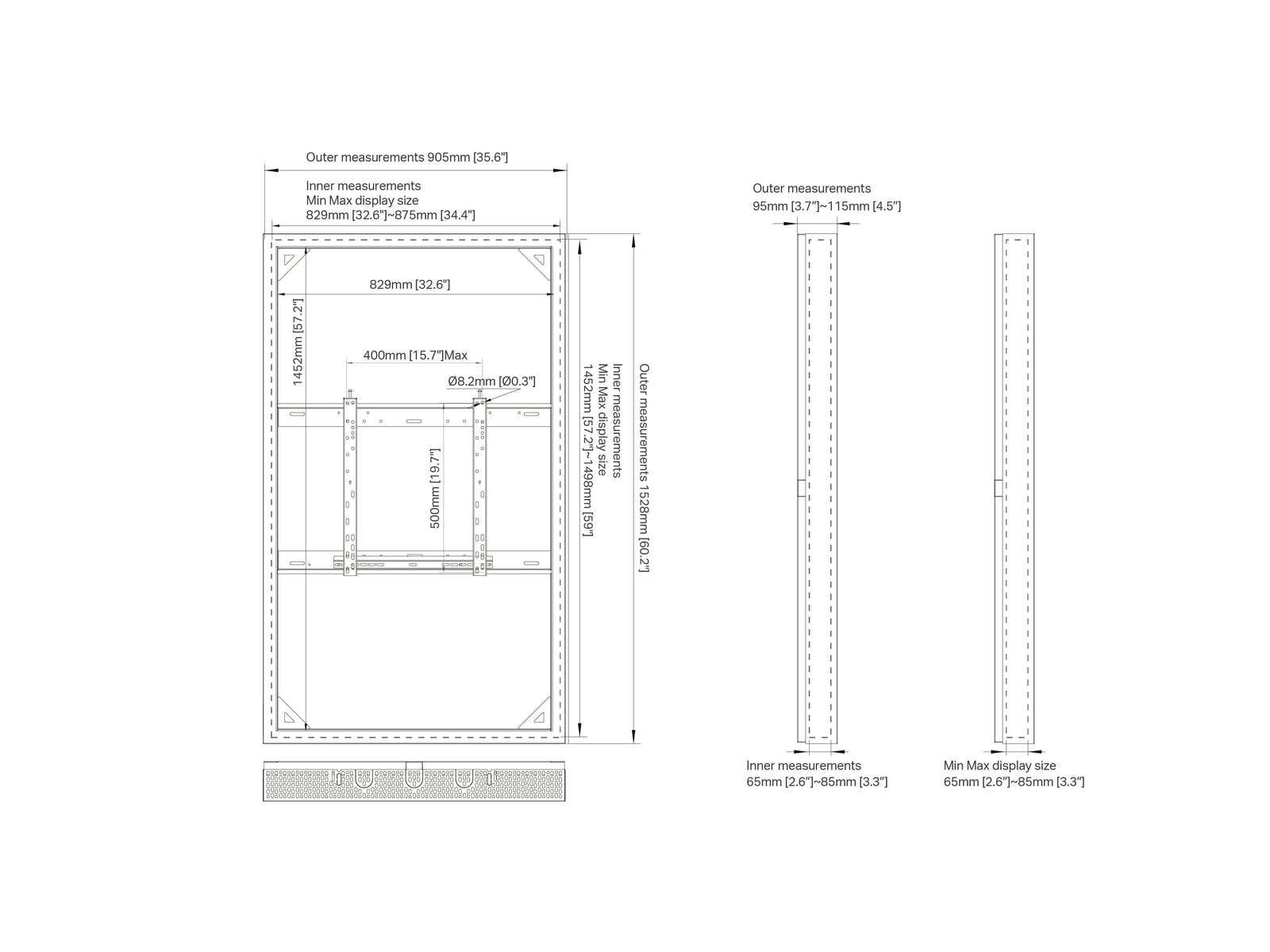 Multibrackets M Pro Series Enclosure 65" Enclosure Kiosk High Brightness White Signage Display Enclosures Multibrackets