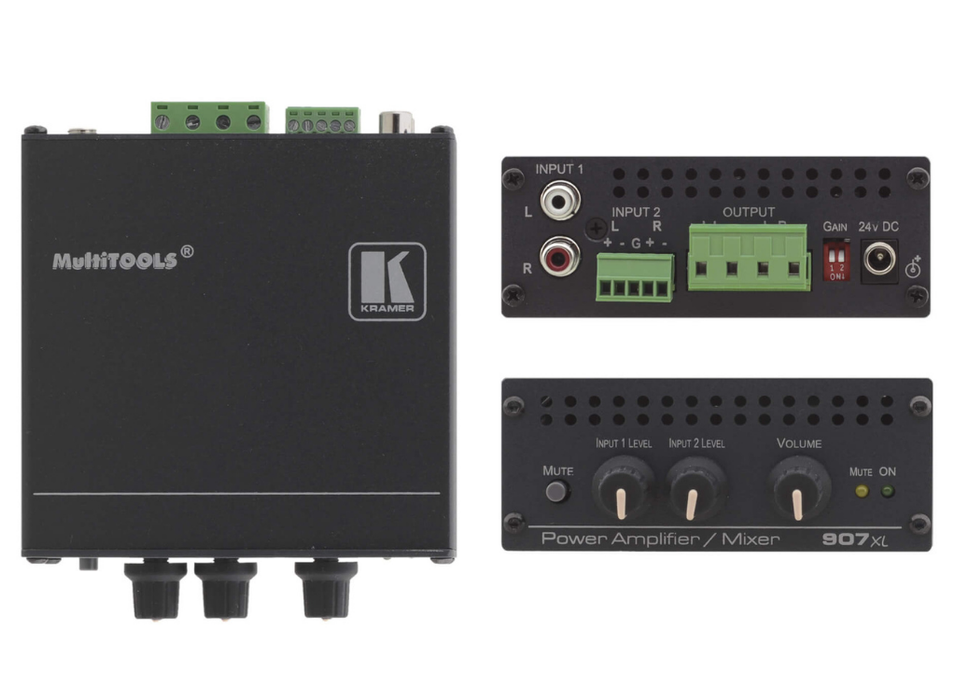 Kramer Electronics 907XL Stereo Power Amplifier/Mixer (40 Watts per Channel) Kramer Audio Amplifiers Kramer