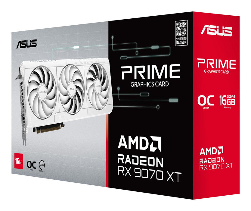 Asus Prime Radeon RX 9070 XT White Edition 16GB GDDR6 Graphics Card | 90YV0L75-M0NA00 Asus Graphics Card Asus
