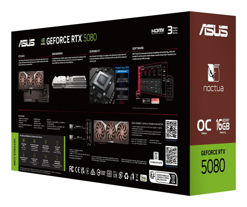 ASUS GeForce RTX™ 5080 16GB GDDR7 Noctua OC Edition Graphics Card | 90YV0M32-M0NA00 Asus Graphics Card Asus