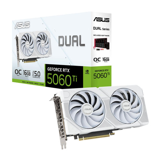Asus GeForce RTX 5060 Ti Dual OC White 16GB GDDR7 Graphics Card | 90YV0MH6-M0NA00 Asus Graphics Card Asus