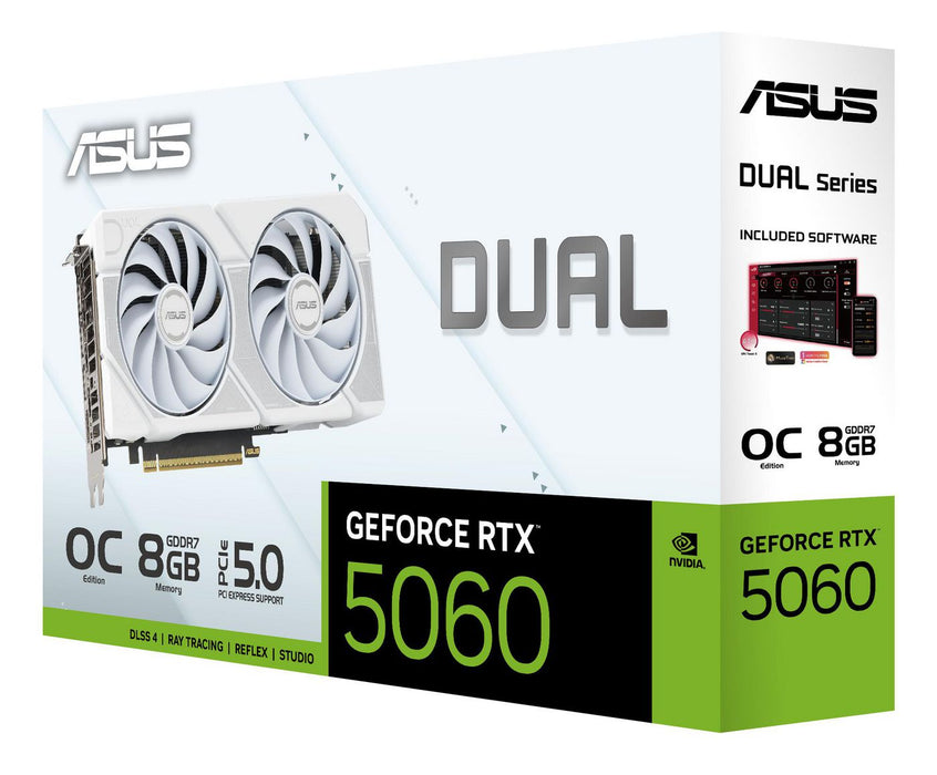 Asus GeForce RTX 5060 Dual OC White 8GB GDDR7 Graphics Card | 90YV0N15-M0NA00