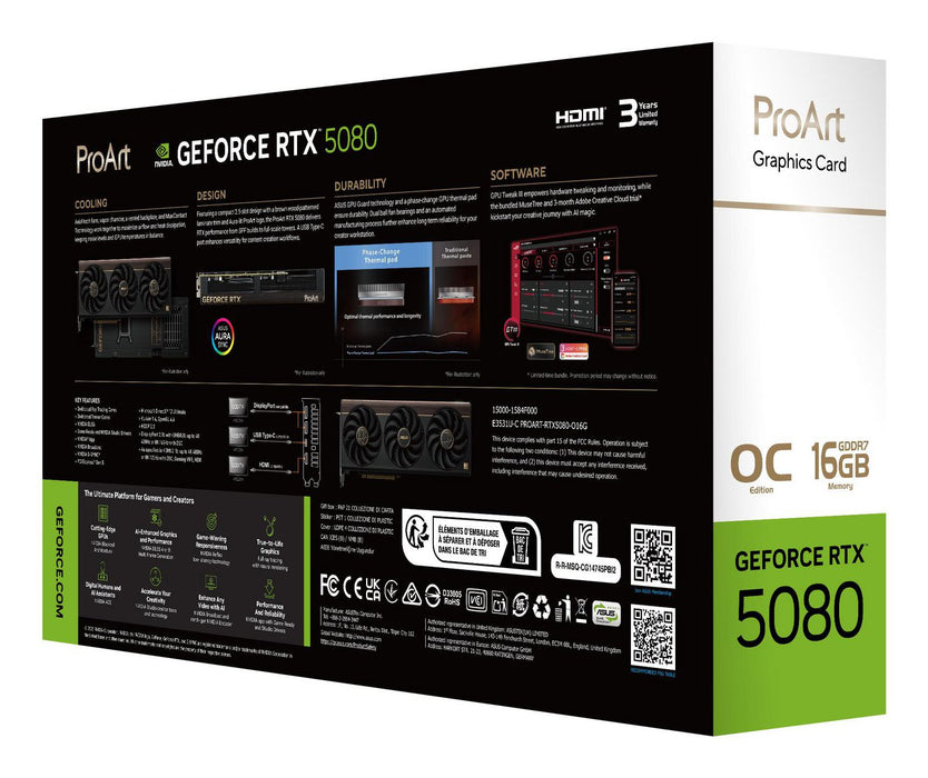 Asus GeForce RTX 5080 ProArt OC 16GB GDDR7 Graphics Card | 90YV0N30-M0NA00