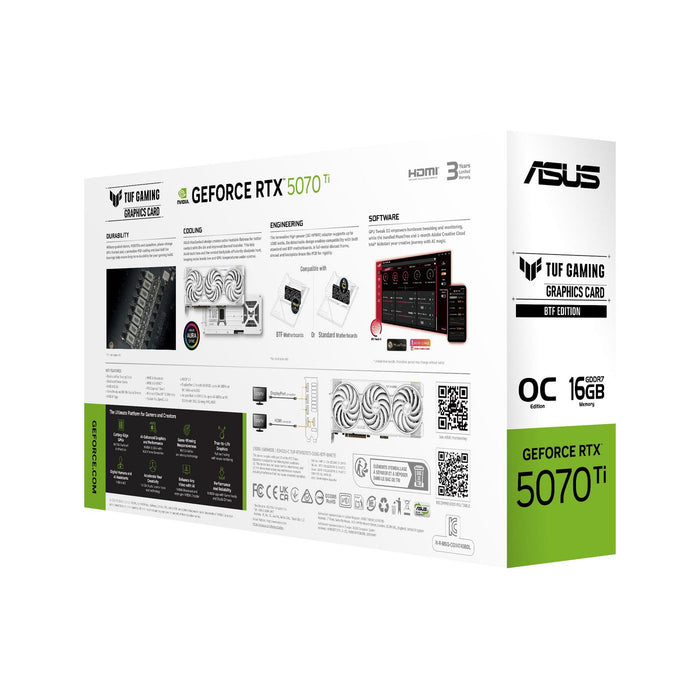 Asus GeForce RTX 5070 Ti TUF Gaming OC BTF White 16GB GDDR7 Graphics Card | 90YV0N60-M0NA00 Asus Graphics Card Asus