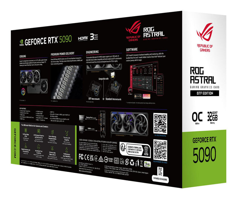 Asus GeForce RTX 5090 ROG Astral BTF OC 32GB GDDR7 Graphics Card | 90YV0NF0-M0NA00