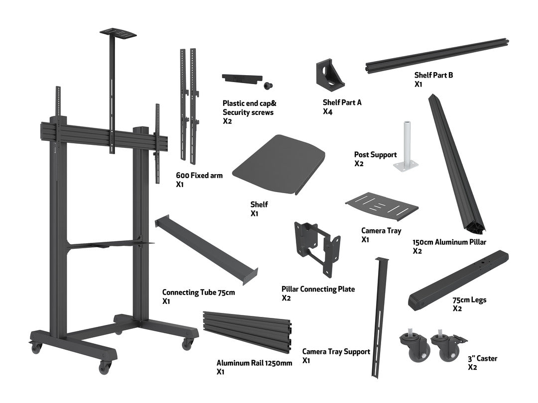 Multibrackets MBF1U M Floorstand Pro - (65"-100") Mobile Trolley Multibrackets