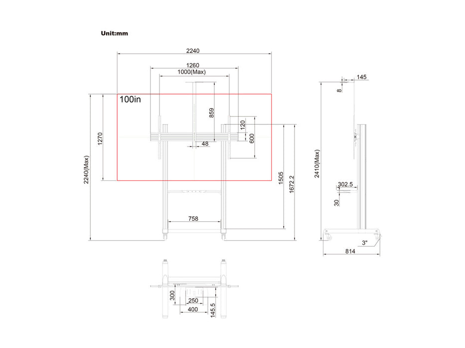 Multibrackets MBF1U M Floorstand Pro - (65"-100")