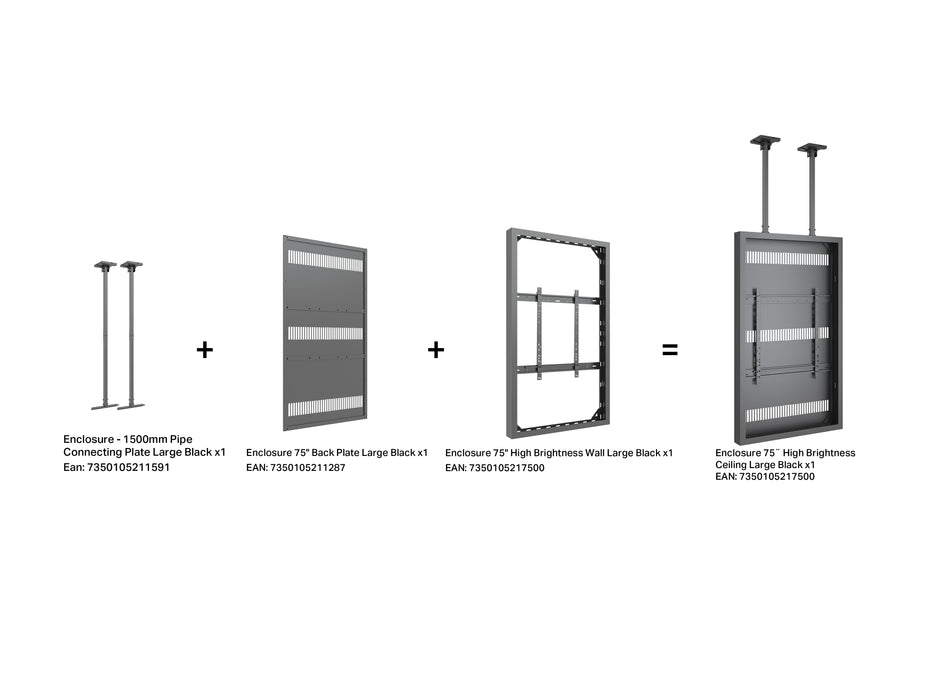 Multibrackets M Pro Series Enclosure 75" High Brightness Ceiling Large Black Signage Display Enclosures Multibrackets
