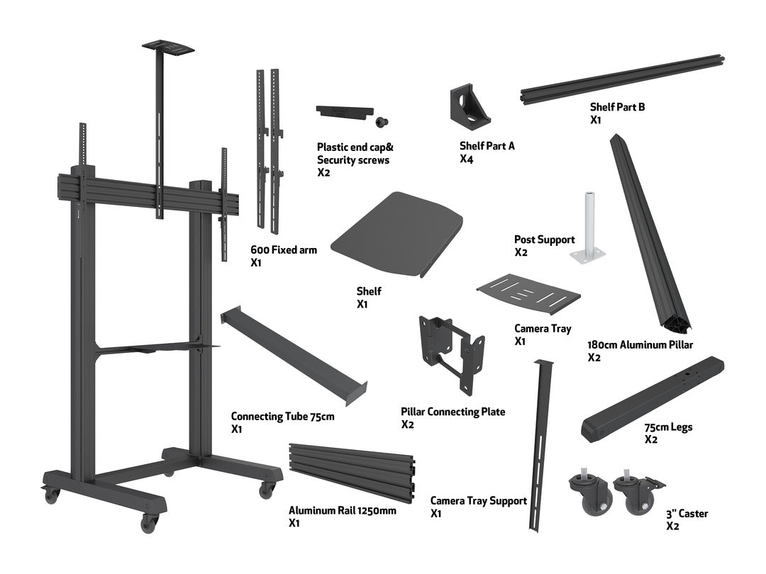 Multibrackets MBF1U M Floorstand Pro - (65-100") Mobile Trolley Multibrackets