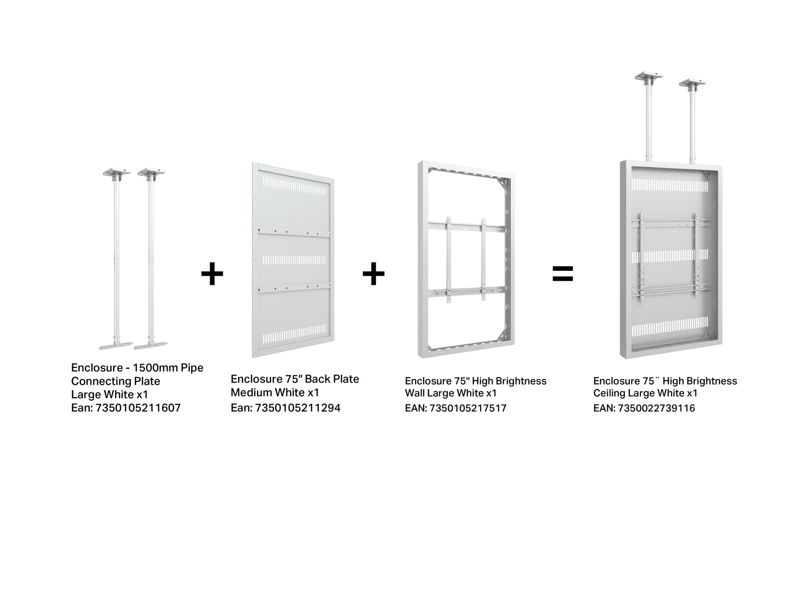 Multibrackets M Pro Series Enclosure 75" High Brightness Ceiling Large White Signage Display Enclosures Multibrackets