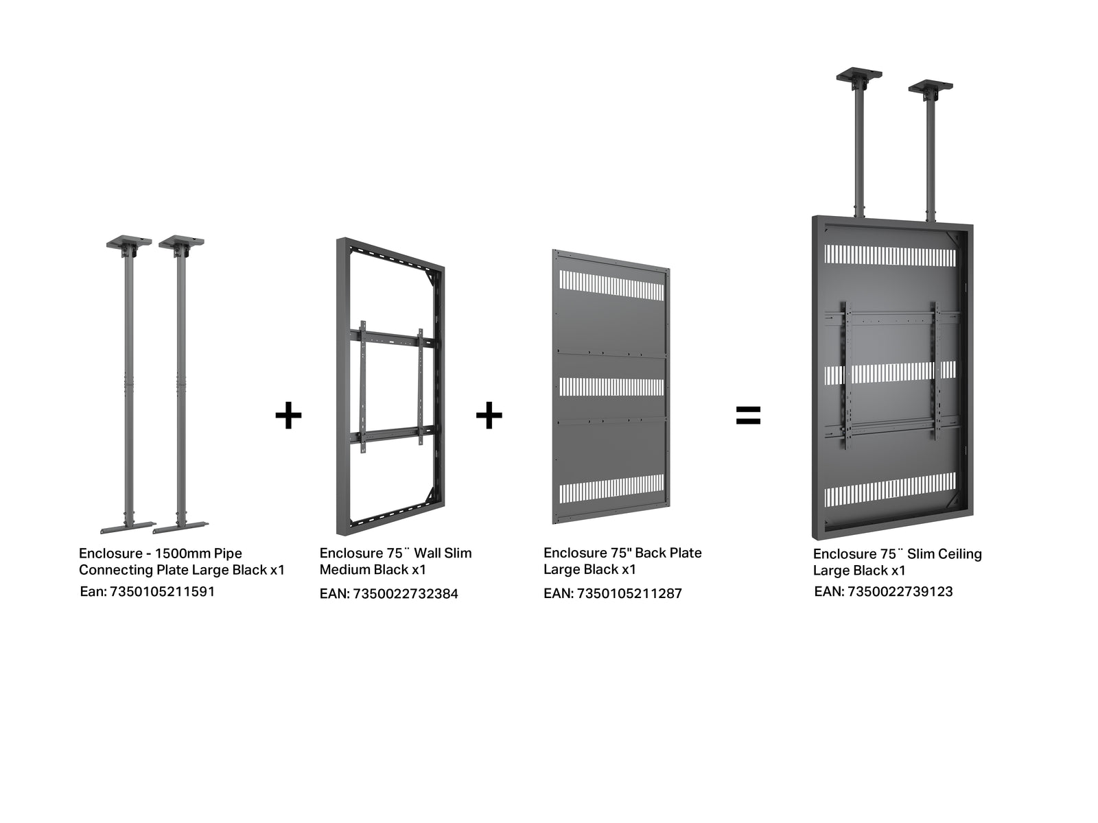 Multibrackets M Pro Series Enclosure 75" Slim Ceiling Large Black Signage Display Enclosures Multibrackets