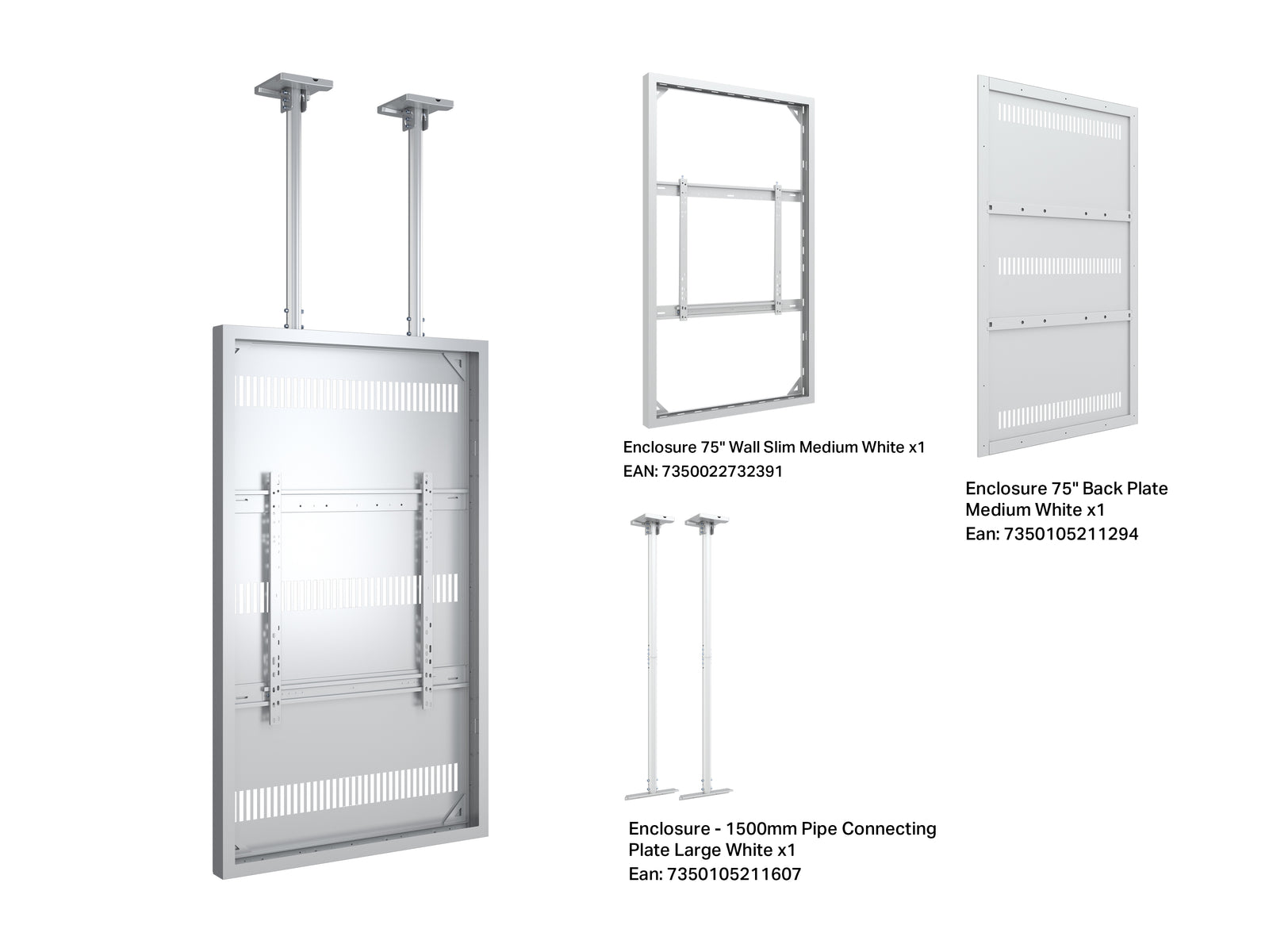 Multibrackets M Pro Series Enclosure 75" Slim Ceiling Large White Signage Display Enclosures Multibrackets