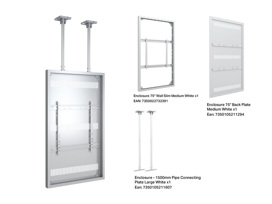 Multibrackets M Pro Series Enclosure 75" Slim Ceiling Large White Signage Display Enclosures Multibrackets