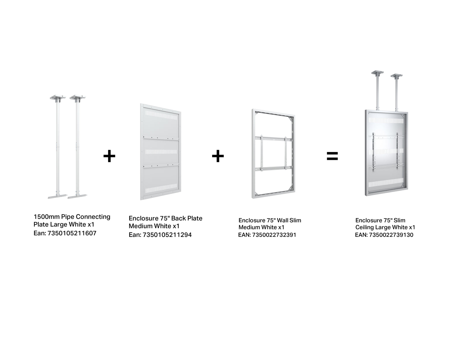 Multibrackets M Pro Series Enclosure 75" Slim Ceiling Large White Signage Display Enclosures Multibrackets