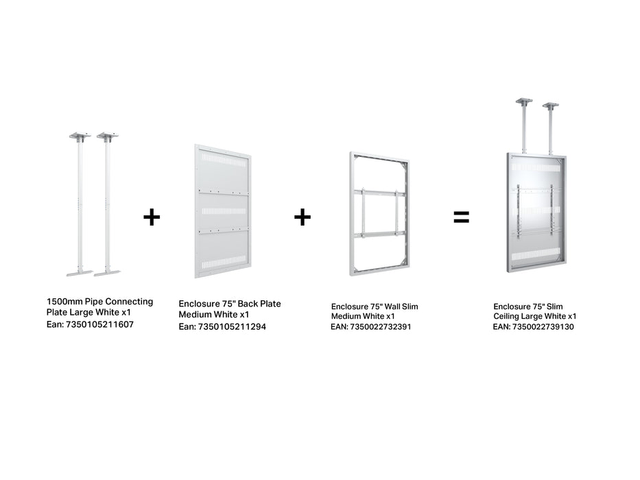 Multibrackets M Pro Series Enclosure 75" Slim Ceiling Large White Signage Display Enclosures Multibrackets