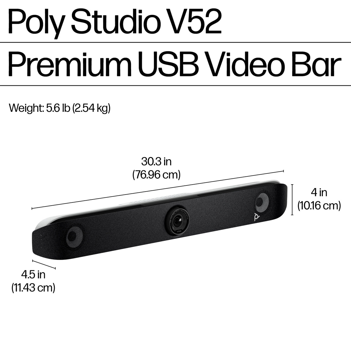POLY Studio V52 USB Video Bar | A09D4AA#ABU Video Conferencing System Poly