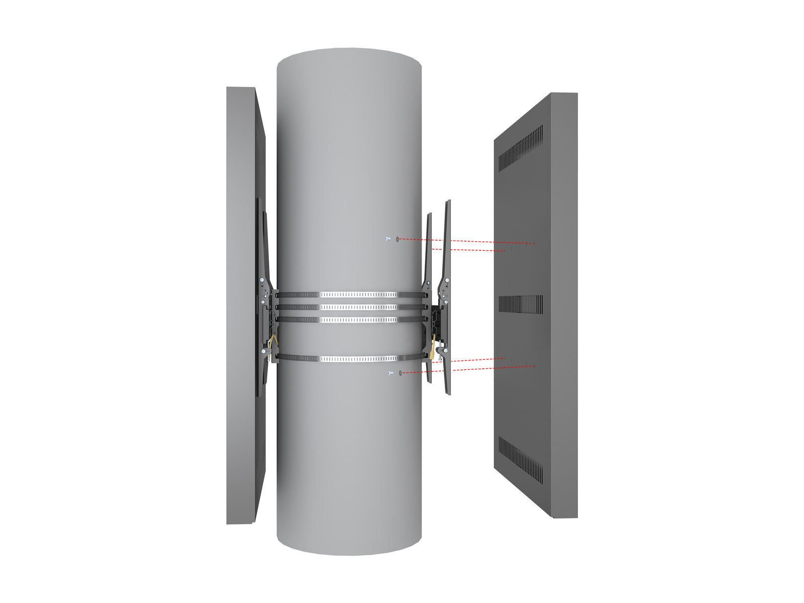 Multibrackets M Pro Series Enclosure 55" Column Dual Medium Black Signage Display Enclosures Multibrackets