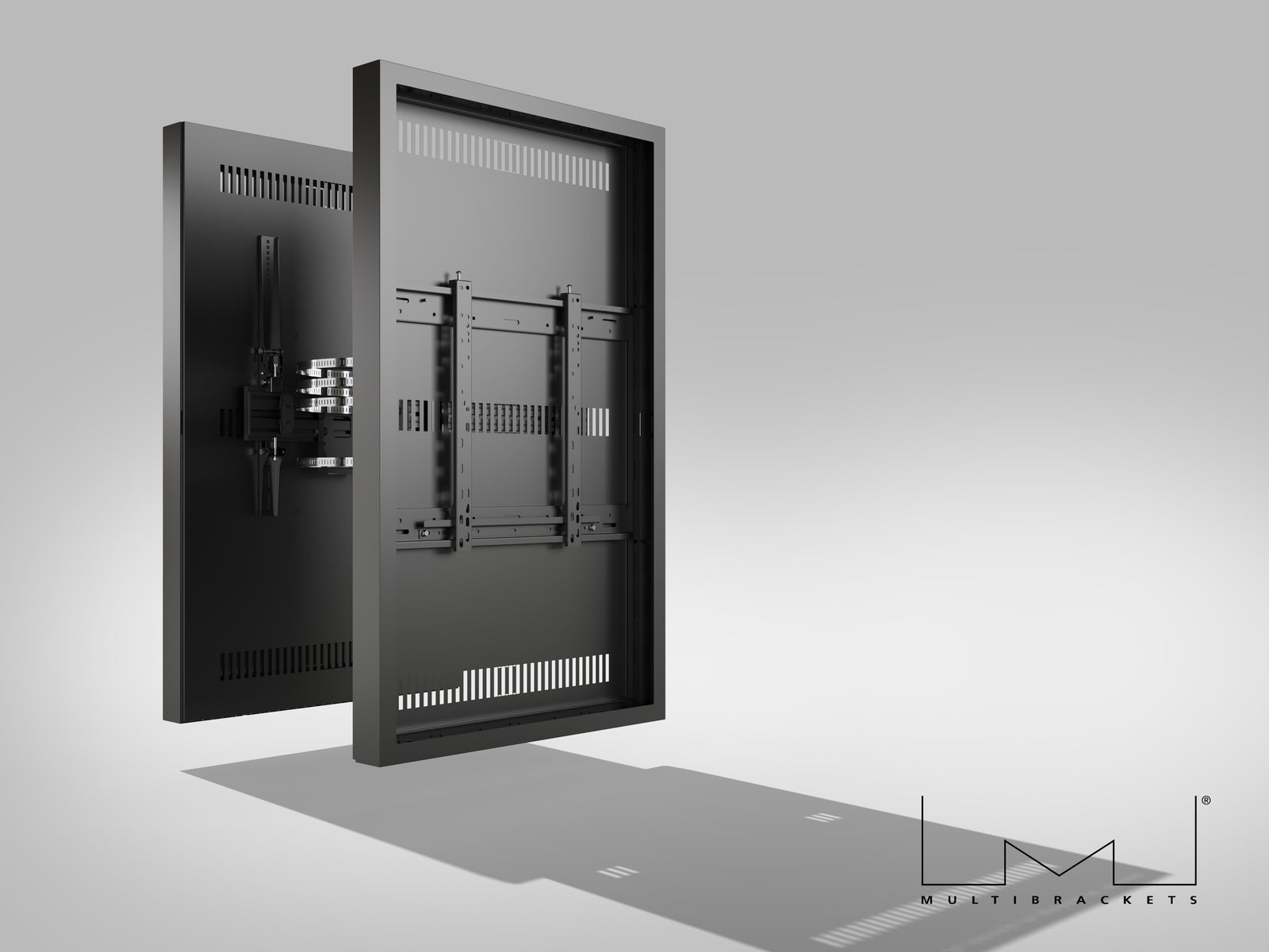 Multibrackets M Pro Series Enclosure 55" Column Dual Medium Black Signage Display Enclosures Multibrackets