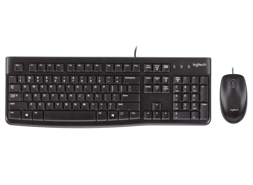 Logitech MK120 Wired Keyboard & Mouse Combo – USB, Spill-Resistant, Black | 920-002562 Keyboard & Mouse Logitech