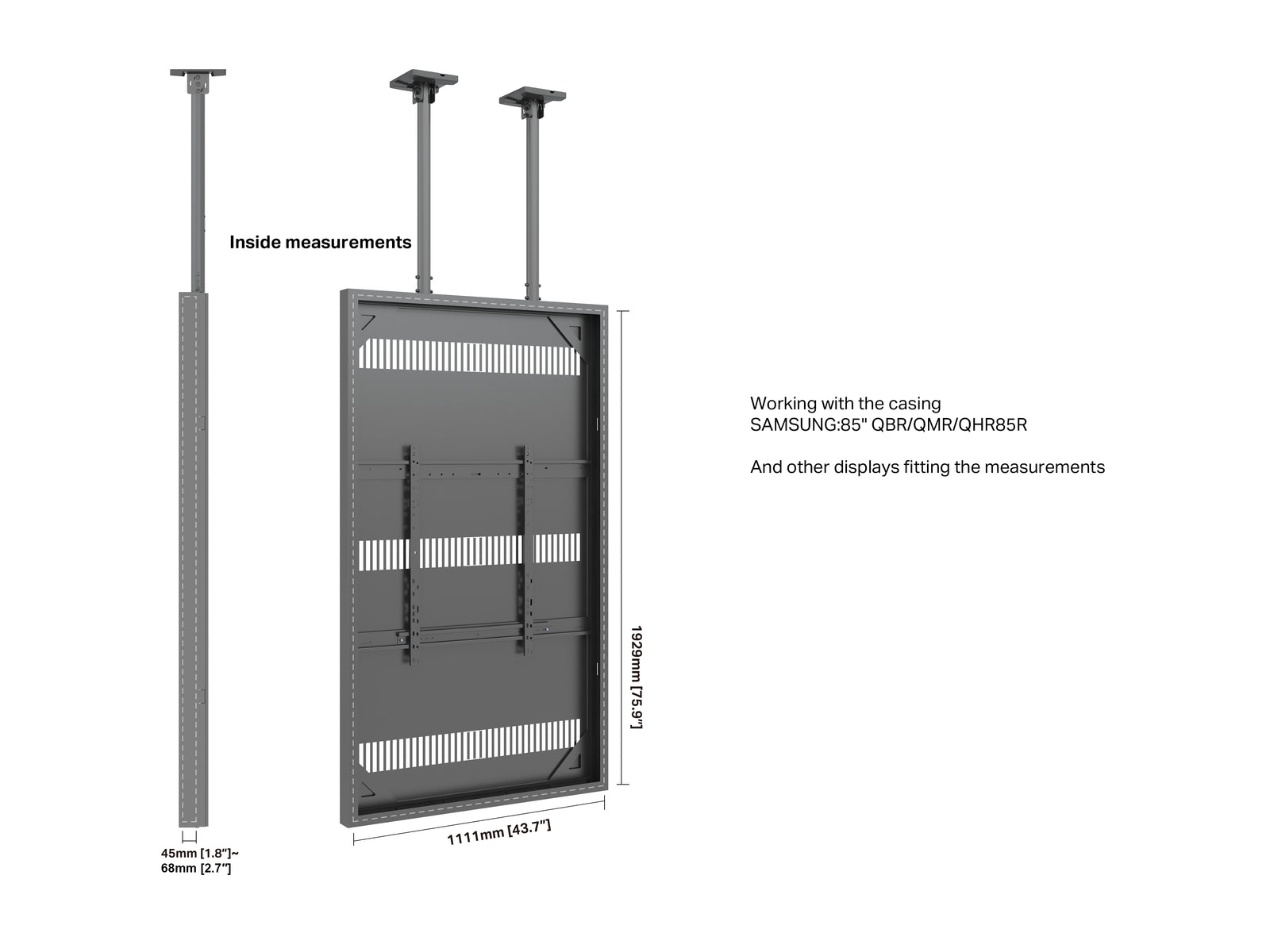 Multibrackets M Pro Series Enclosure 85" Ceiling Large Black Signage Display Enclosures Multibrackets