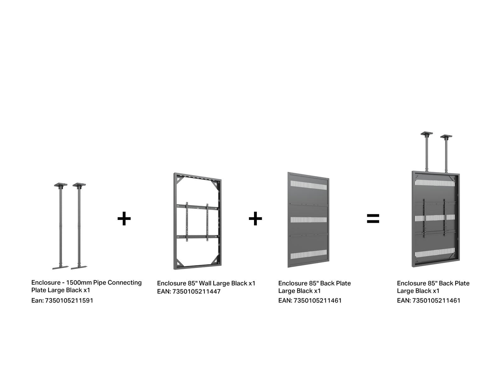 Multibrackets M Pro Series Enclosure 85" Ceiling Large Black Signage Display Enclosures Multibrackets