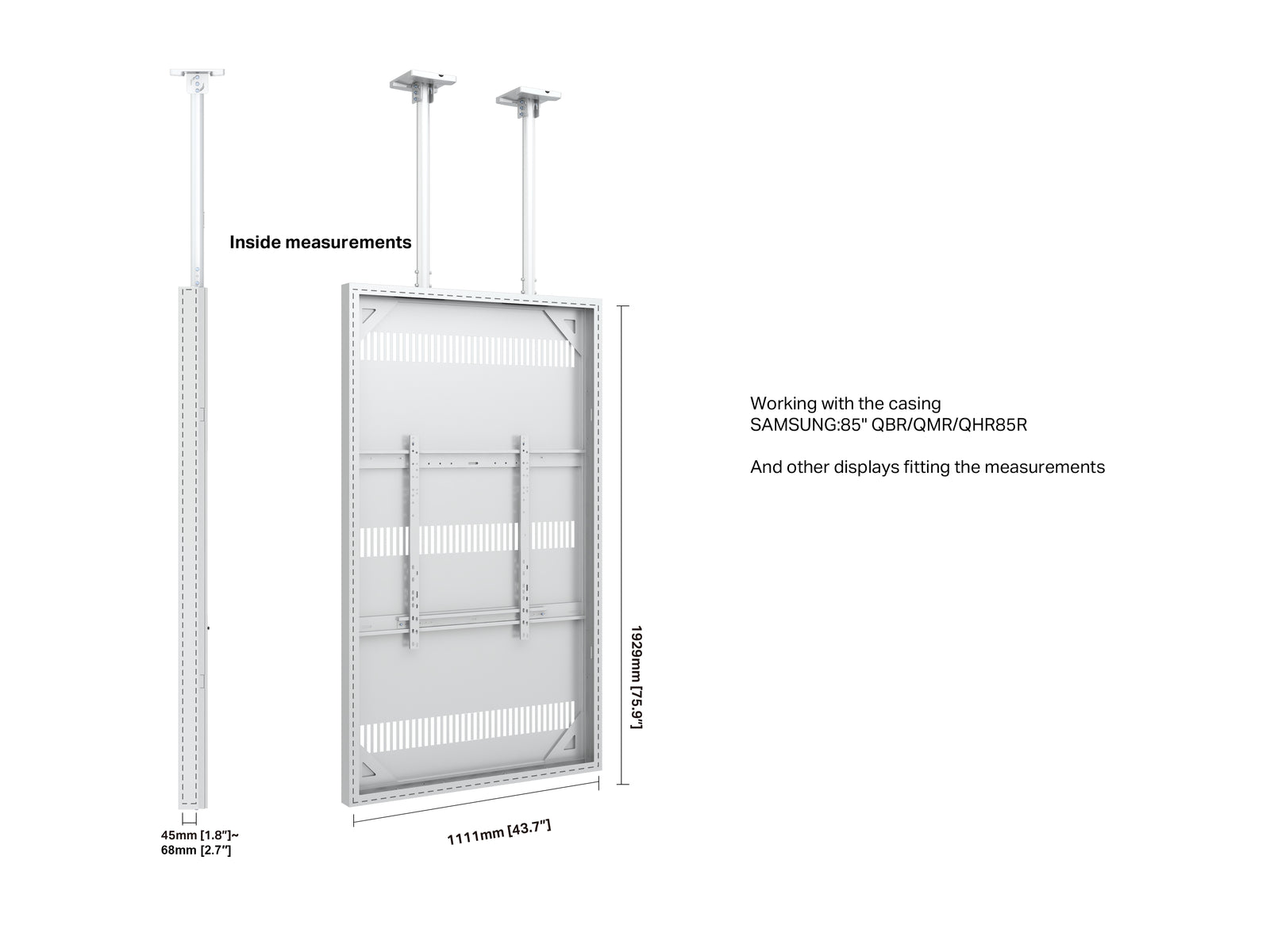 Multibrackets M Pro Series Enclosure 85" Ceiling Large White Signage Display Enclosures Multibrackets