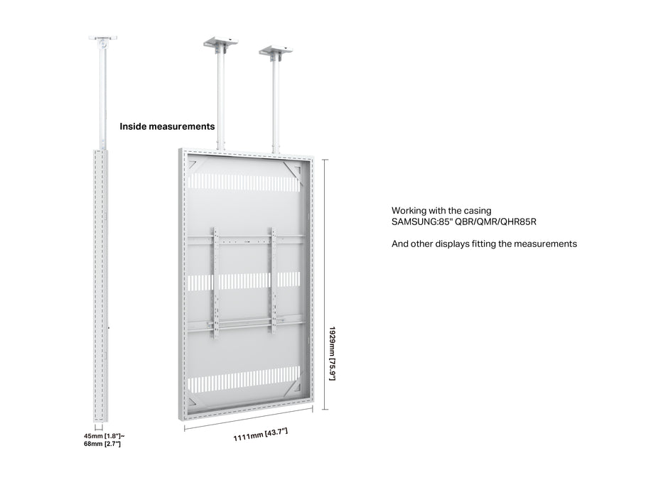 Multibrackets M Pro Series Enclosure 85" Ceiling Large White Signage Display Enclosures Multibrackets