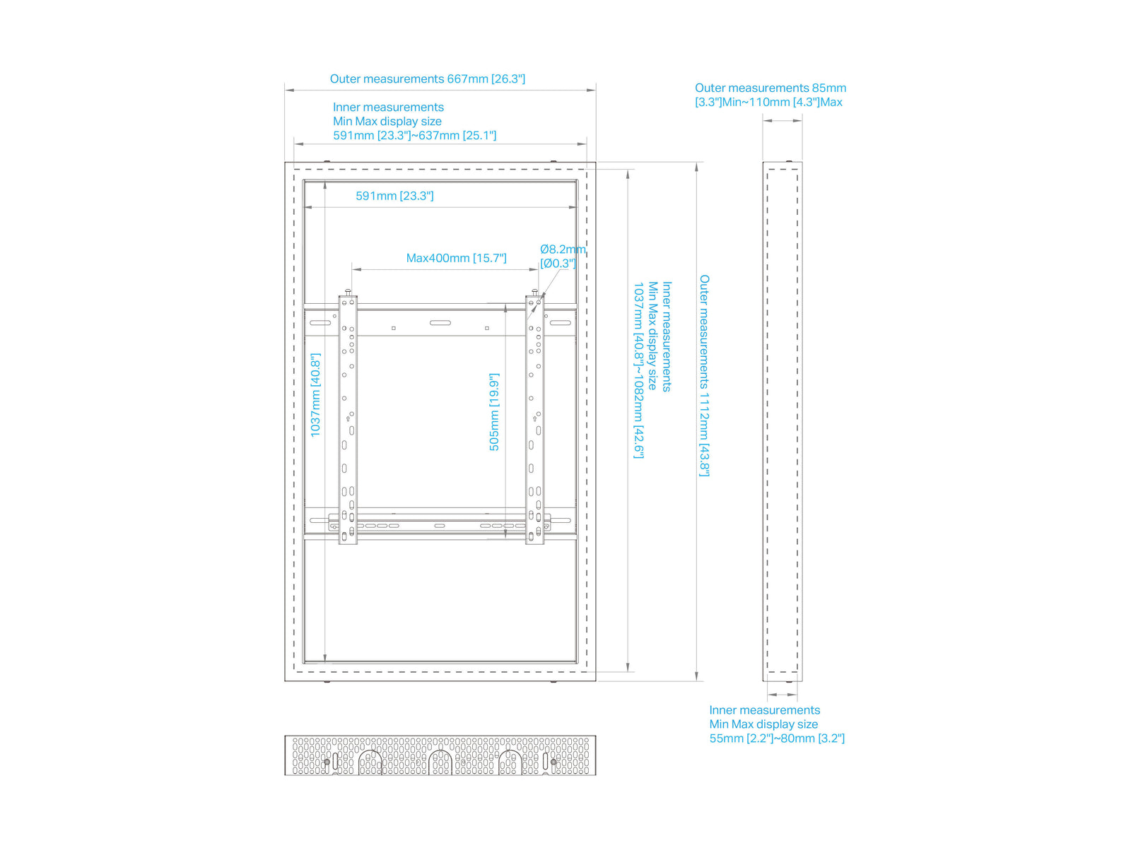 Multibrackets M Pro Series Enclosure 46" High Brightness Wall Small Black Signage Display Enclosures Multibrackets