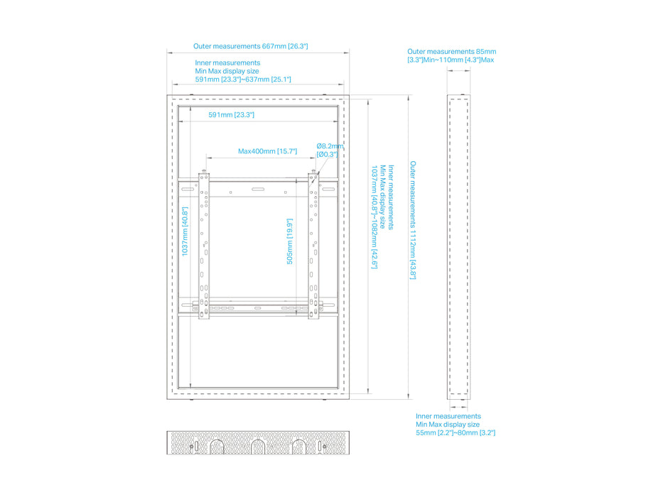 Multibrackets M Pro Series Enclosure 46" High Brightness Wall Small Black Signage Display Enclosures Multibrackets