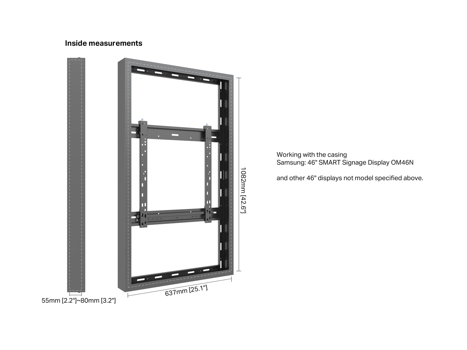 Multibrackets M Pro Series Enclosure 46" High Brightness Wall Small Black Signage Display Enclosures Multibrackets