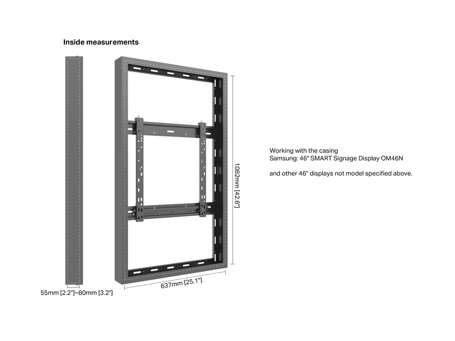 Multibrackets M Pro Series Enclosure 46" High Brightness Wall Small Black Signage Display Enclosures Multibrackets
