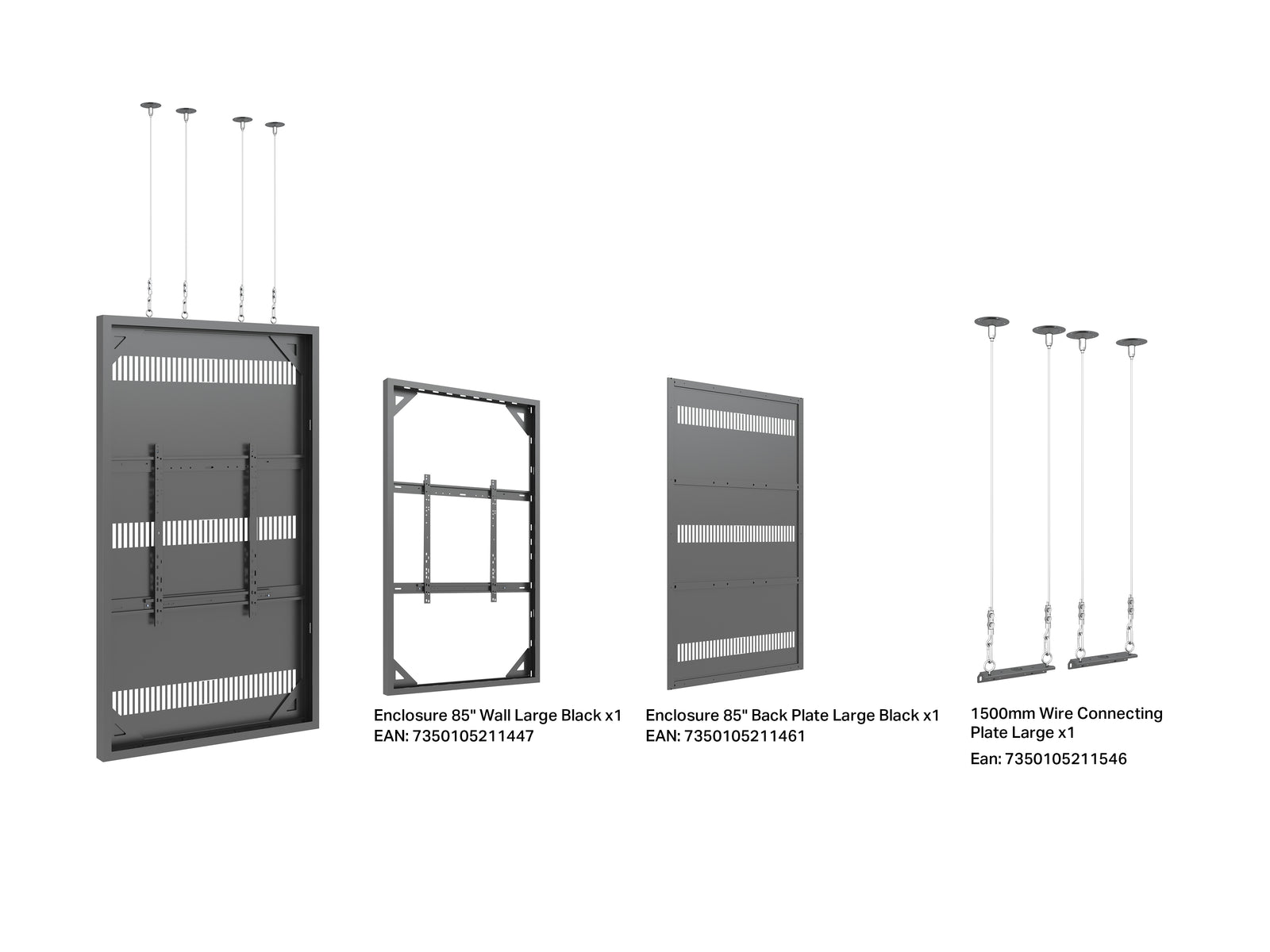 Multibrackets M Pro Series Enclosure 85" Wire Large Black Signage Display Enclosures Multibrackets