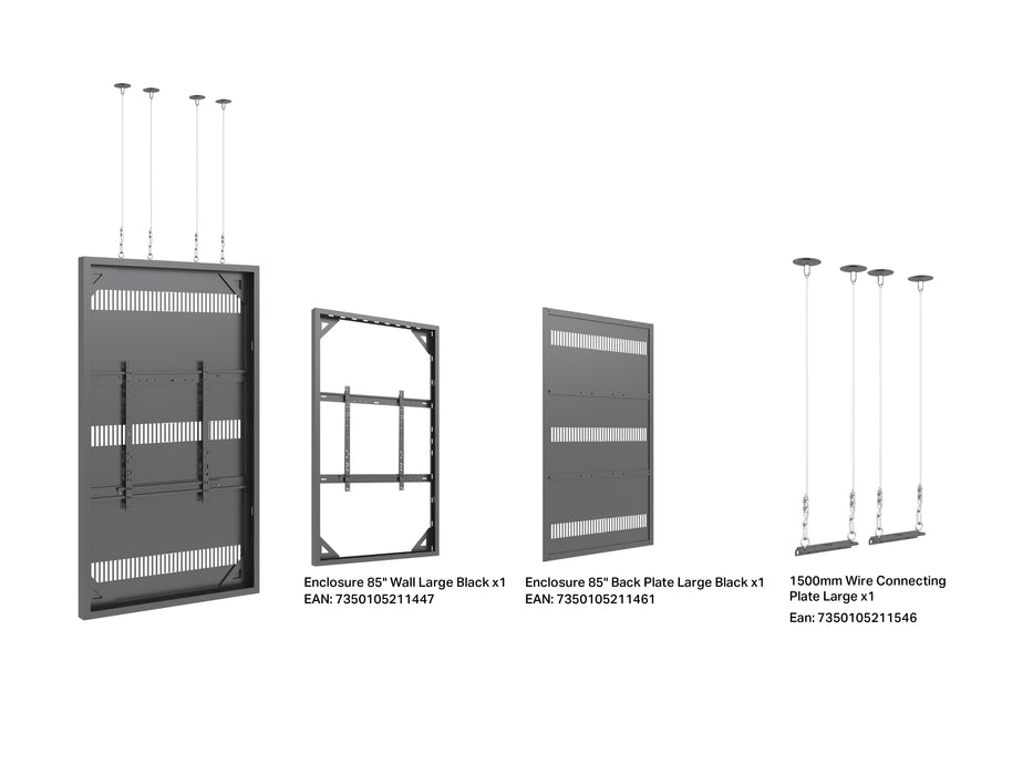 Multibrackets M Pro Series Enclosure 85" Wire Large Black Signage Display Enclosures Multibrackets