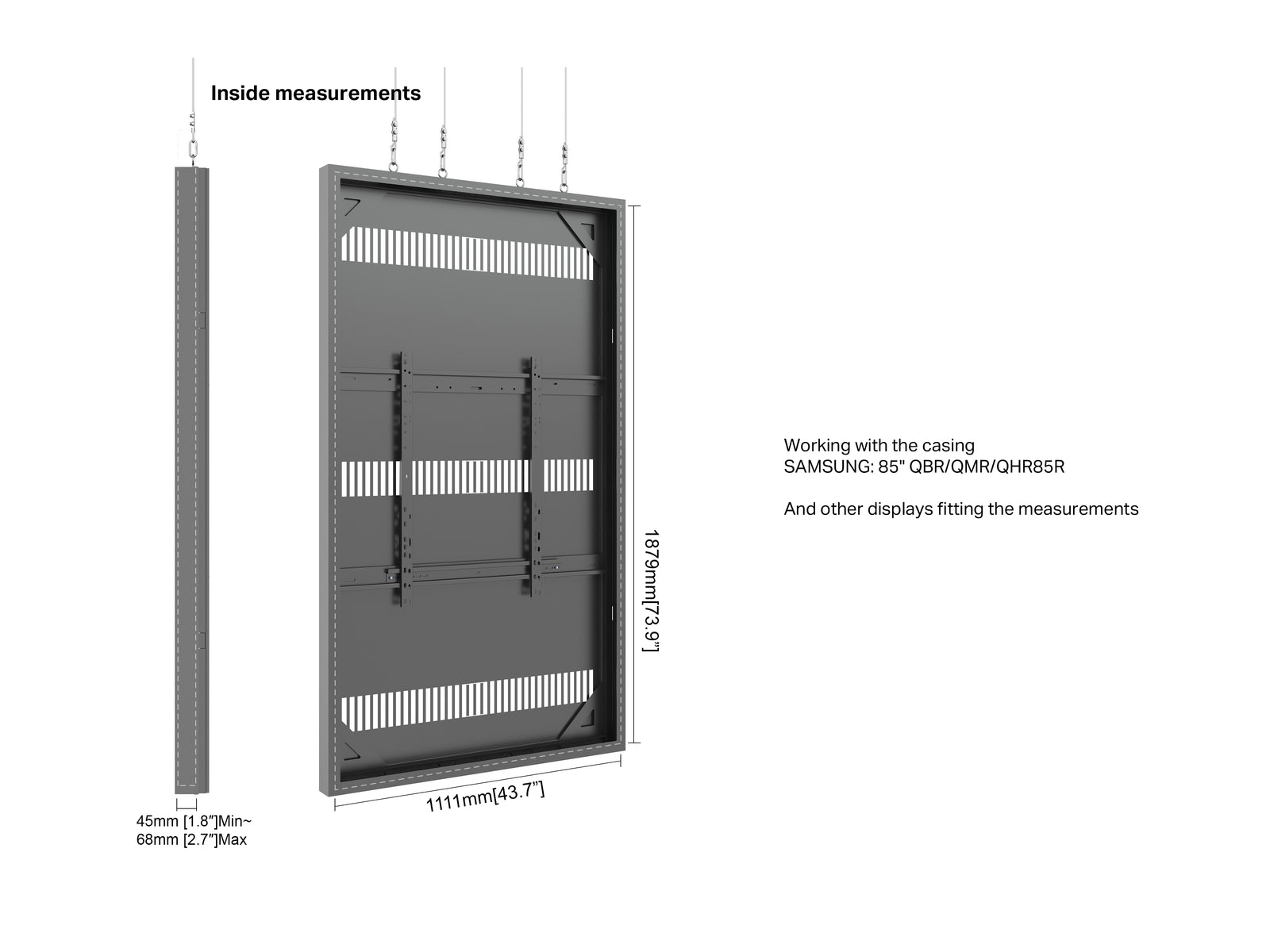 Multibrackets M Pro Series Enclosure 85" Wire Large Black Signage Display Enclosures Multibrackets