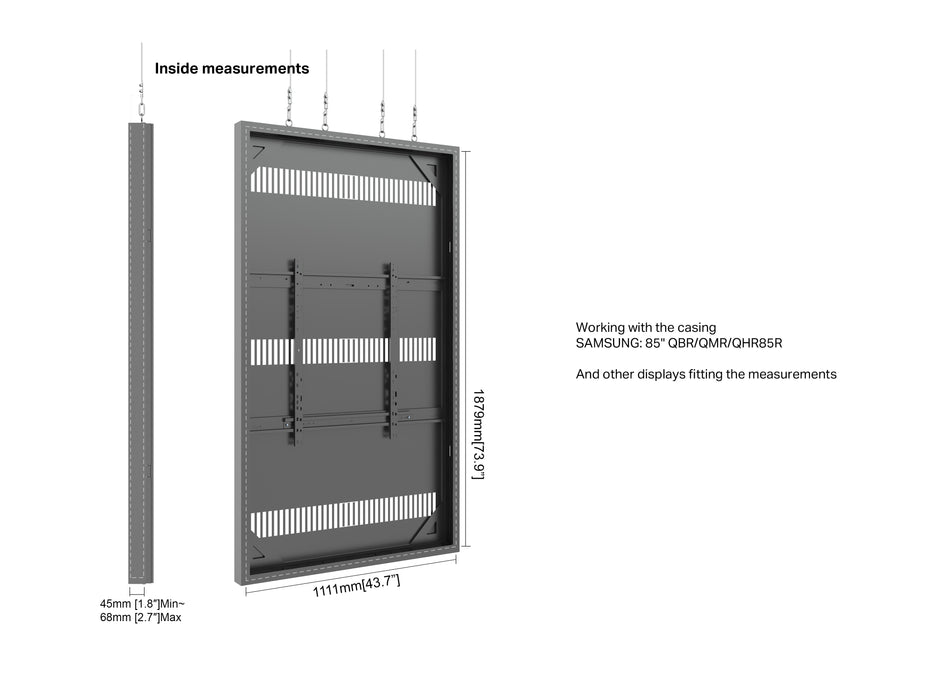 Multibrackets M Pro Series Enclosure 85" Wire Large Black Signage Display Enclosures Multibrackets
