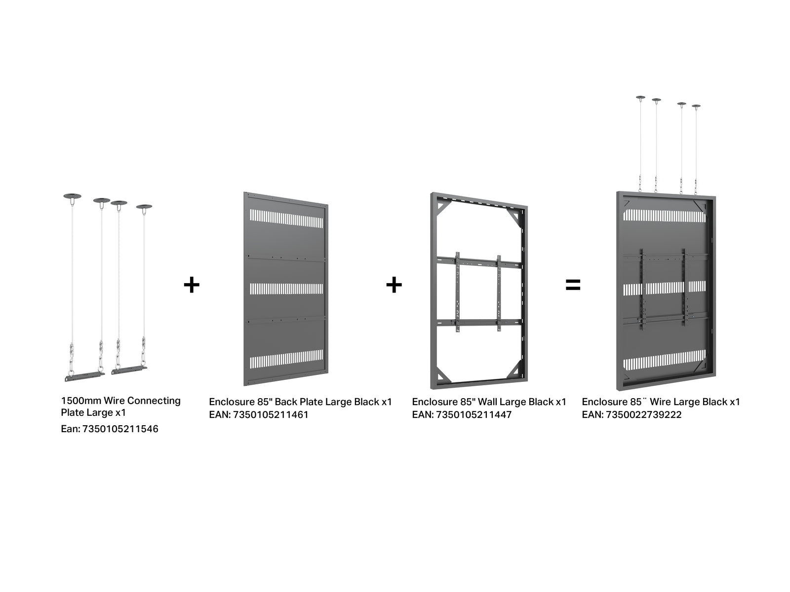 Multibrackets M Pro Series Enclosure 85" Wire Large Black Signage Display Enclosures Multibrackets