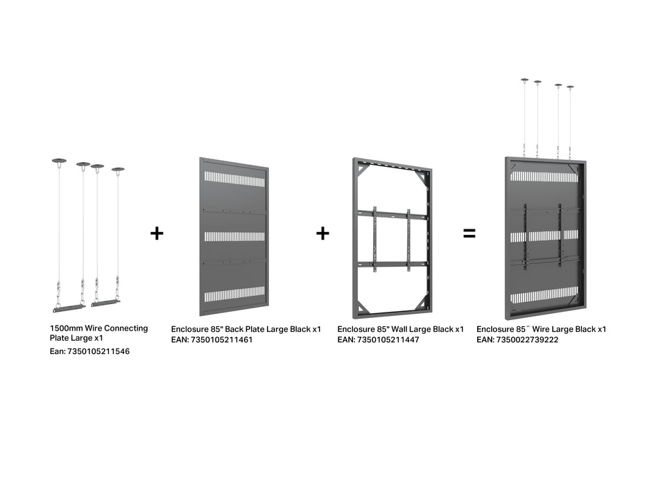 Multibrackets M Pro Series Enclosure 85" Wire Large Black Signage Display Enclosures Multibrackets