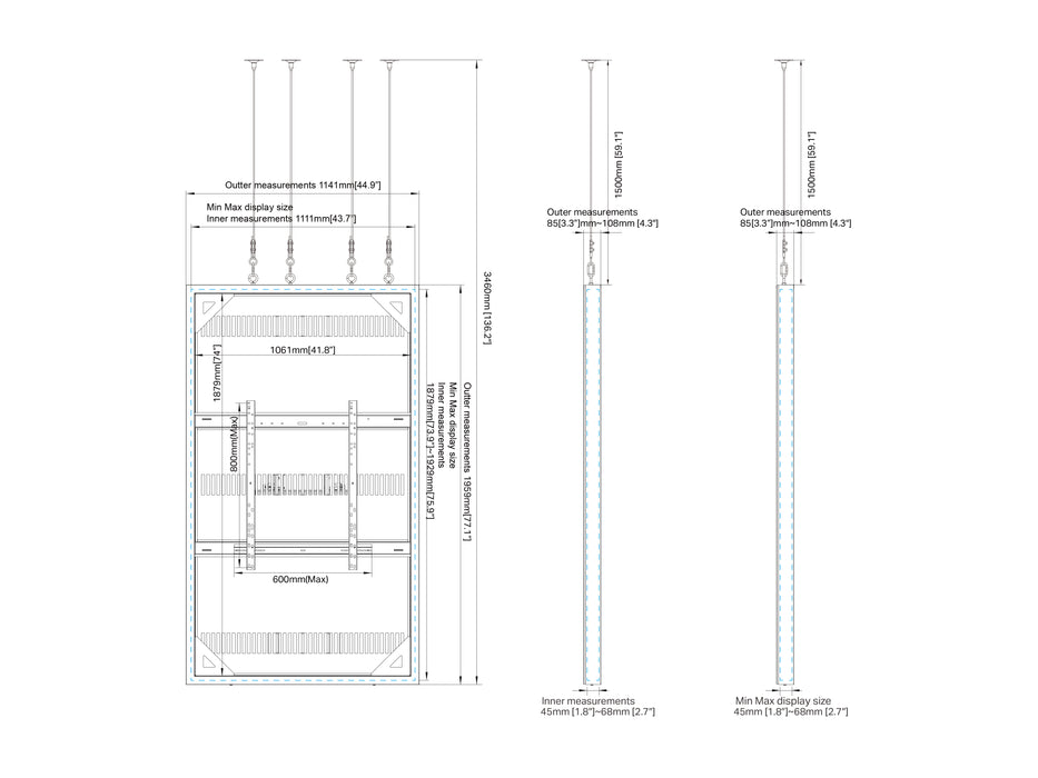 Multibrackets M Pro Series Enclosure 85" Wire Large Black Signage Display Enclosures Multibrackets