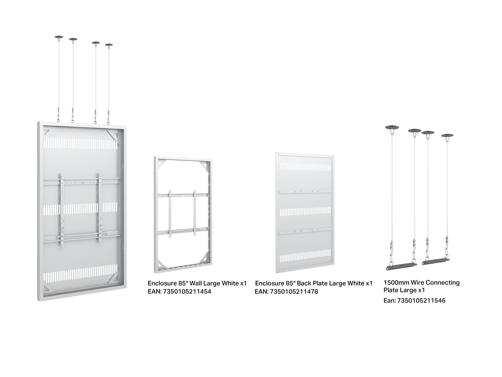Multibrackets M Pro Series Enclosure 85" Wire Large White Signage Display Enclosures Multibrackets