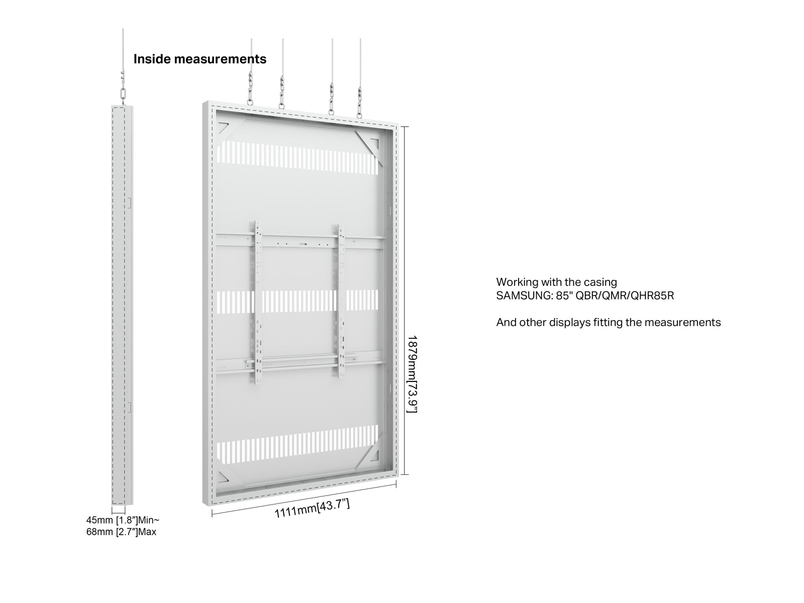 Multibrackets M Pro Series Enclosure 85" Wire Large White Signage Display Enclosures Multibrackets