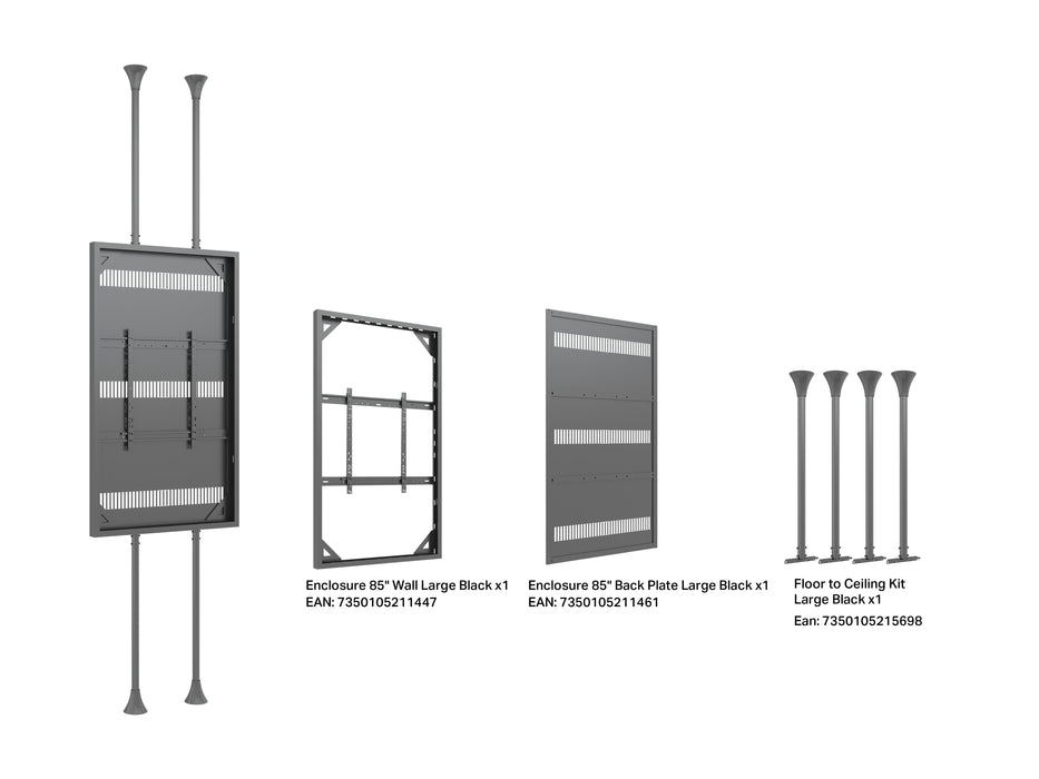 Multibrackets M Pro Series Enclosure 85" Floor to Ceiling Large Black Signage Display Enclosures Multibrackets