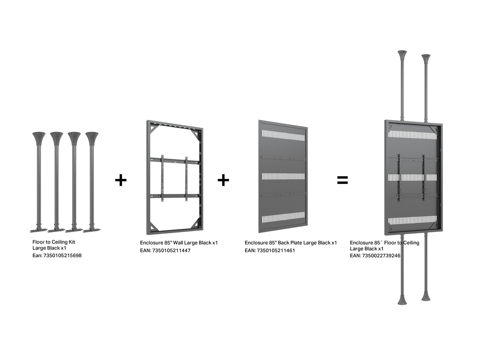 Multibrackets M Pro Series Enclosure 85" Floor to Ceiling Large Black Signage Display Enclosures Multibrackets