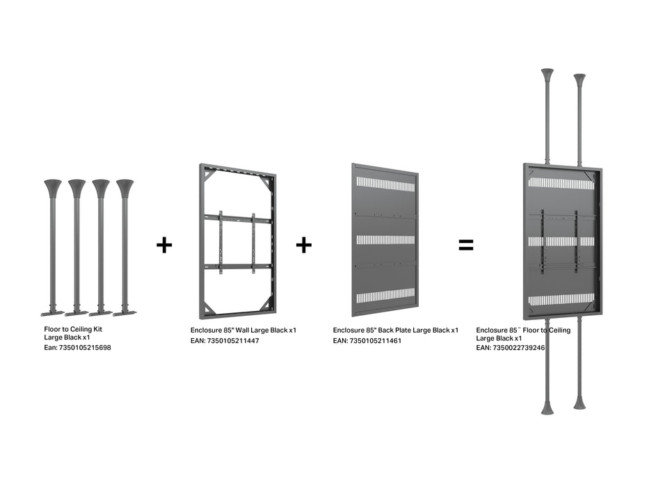 Multibrackets M Pro Series Enclosure 85" Floor to Ceiling Large Black Signage Display Enclosures Multibrackets