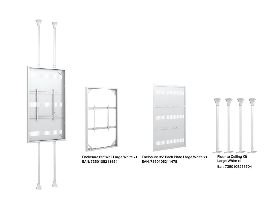 Multibrackets M Pro Series Enclosure 85" Floor to Ceiling Large White Signage Display Enclosures Multibrackets